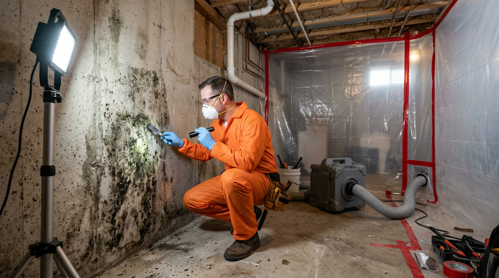 Moldy crawlspace under older pier-and-beam home in Tulsa | Statewide Restoration | Tulsa