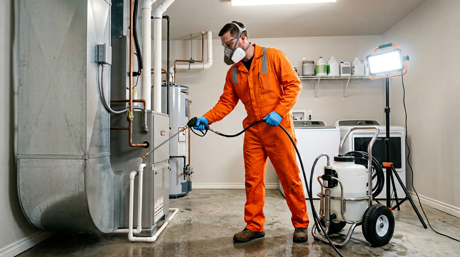 Professional sewage cleanup crew in protective gear removing contaminated materials | Statewide Restoration | Oklahoma City